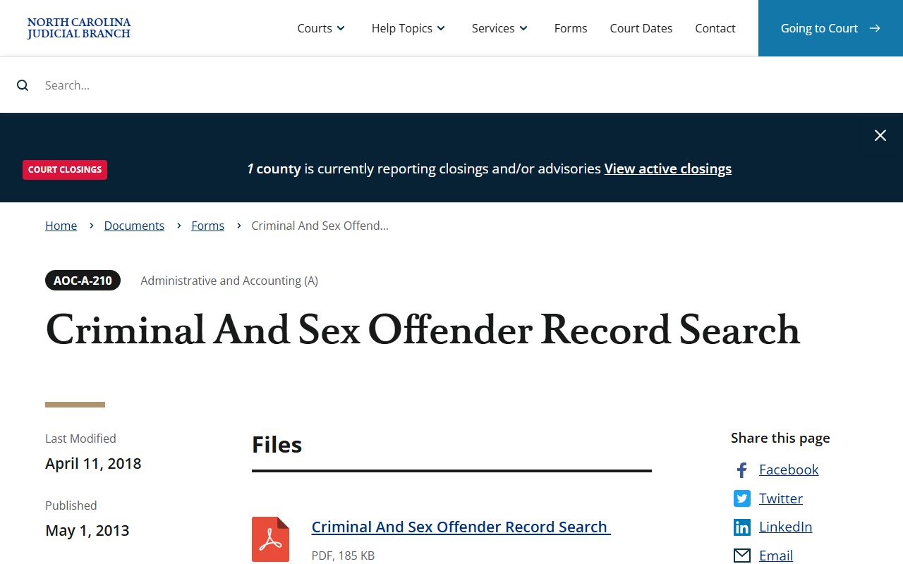 Forsyth County clerk of superior court criminal record search form AOC-CR-314