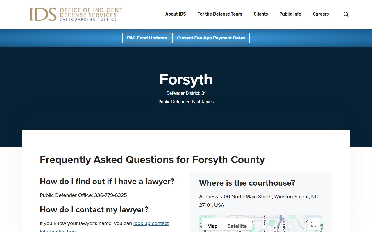 Forsyth County arrest records public defender Defender District 31