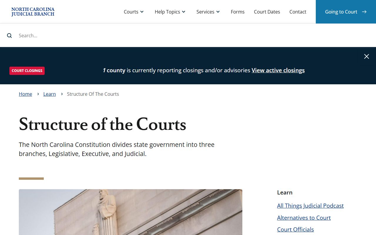 Forsyth County District Court and Superior Court structure of the courts