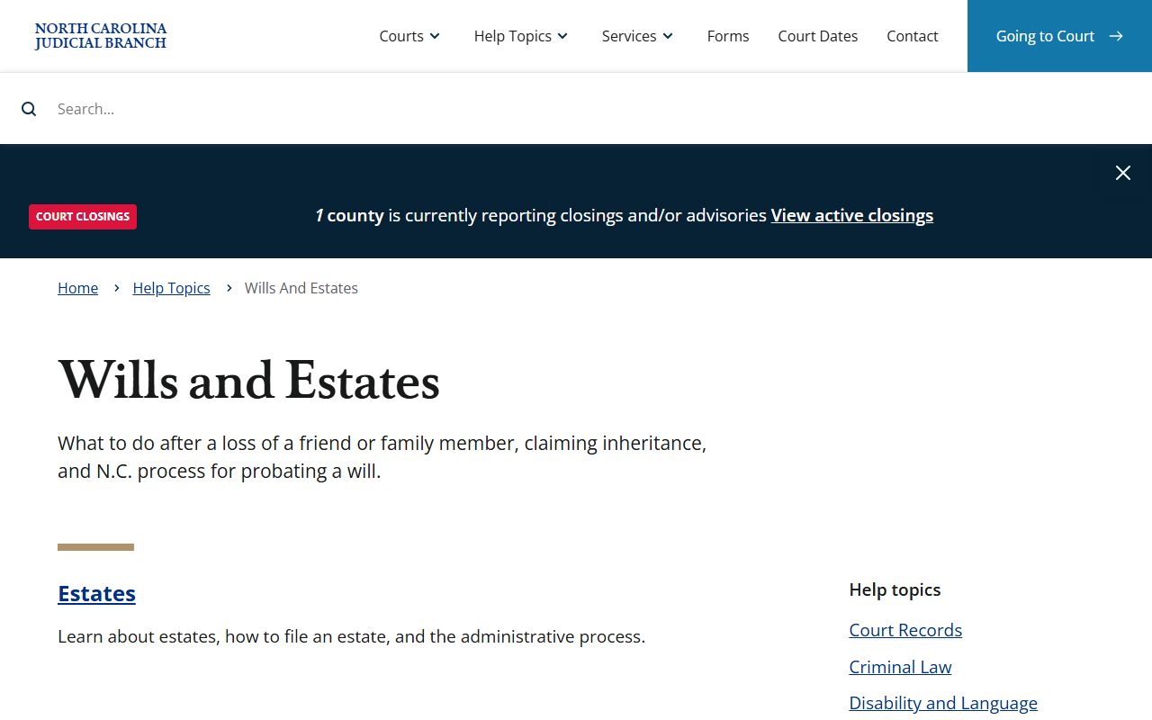 Forsyth County probate records help topic for wills and estates
