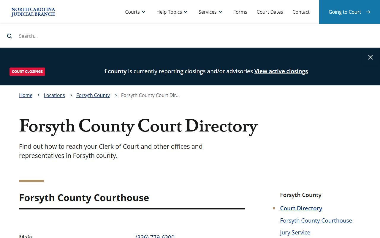 Forsyth County court contact directory