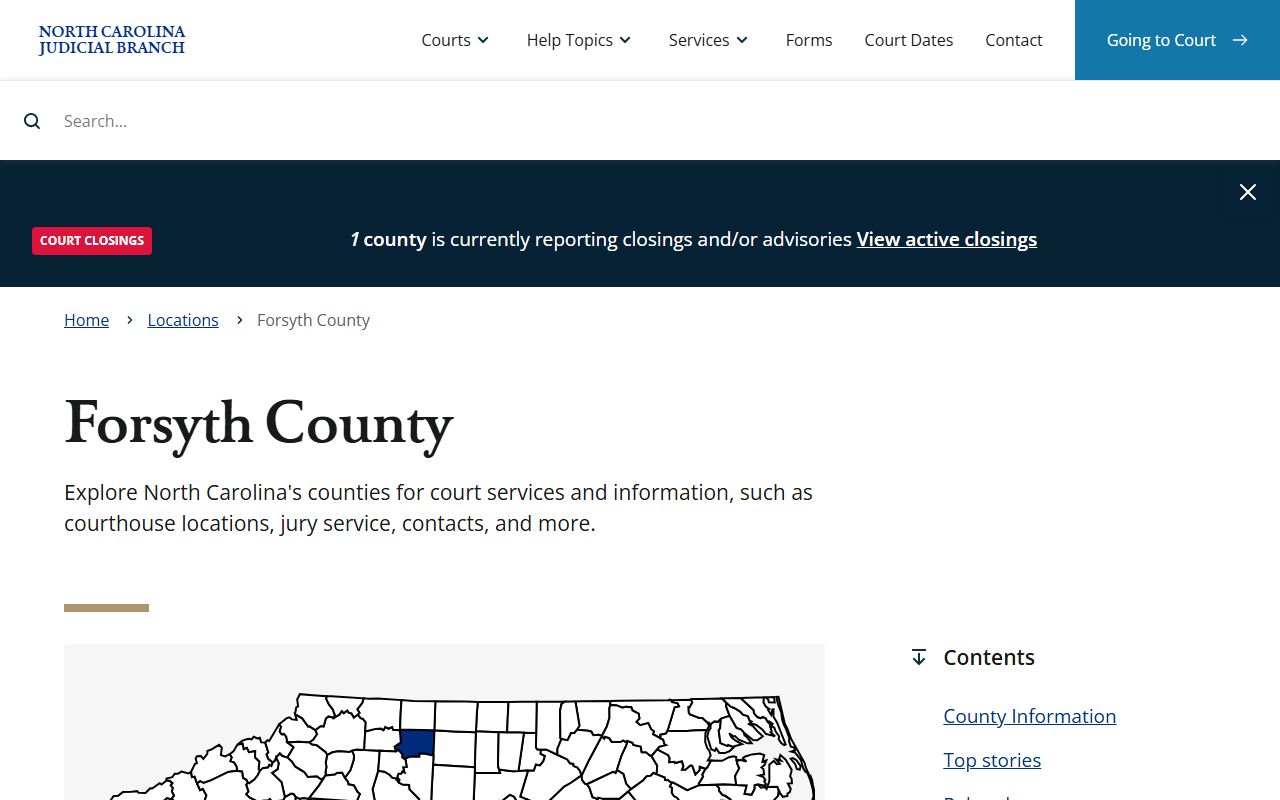 Forsyth County Judicial Branch landing page for court records